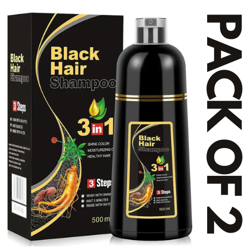 BLACK HAIR DYE SHAMPOO 3-IN-1 (NO SIDE EFFECT)(PACK OF 2)(BUY 1 GET 1 FREE)